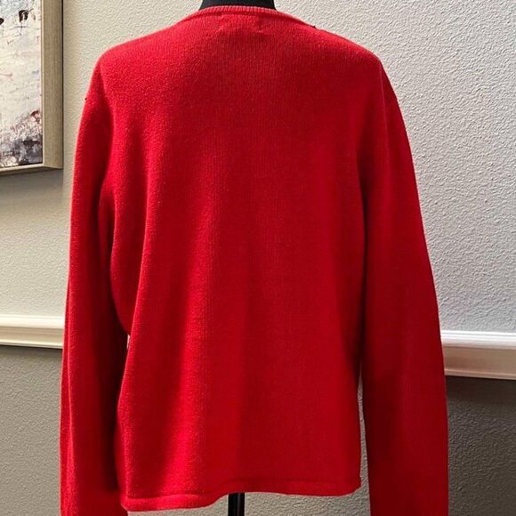 Studio Joy Women's Vintage  Button Down Red Christmas Sweater Size L - Picture 4 of 11